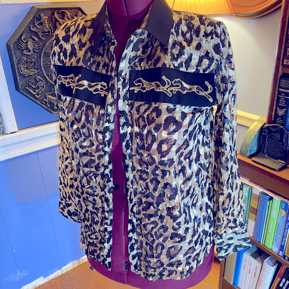 Vintage cheetah print see through top